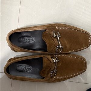 Salvatore Ferragamo Men's Tan Suede Slip-Ons